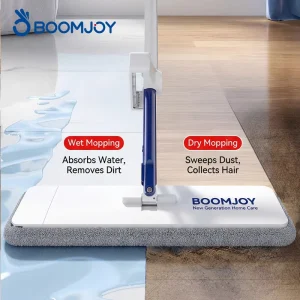 For Hands Free Self Wringing Flat Mop with Rebound Panel and Free Rotation Head for Corner Crevice and Baseboard Cleaning