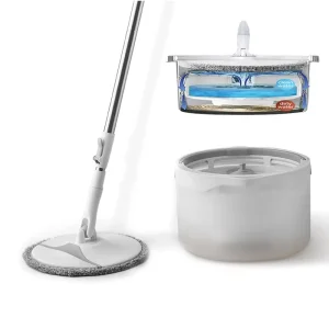 For Removable Magic Hands Free Flat Mop Microfiber Fabric Extendable Handle Spin Dry 80-90% Dehydration Dirty/Clean Water
