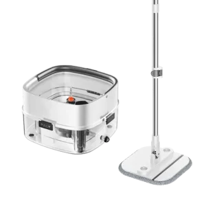 For Steel Pole Foldable Mop with Microfiber Head Self Wringer Dry & Wet Floor Cleaning 360 Spins 2 Mopheads for All Floors