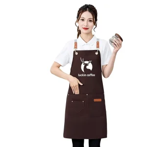 Foreign Trade Canvas Waterproof Sleeveless Apron Oil proof Printing Logo Internet Celebrated Milk Tea Catering Special Apron
