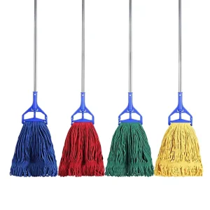 Four color Cotton Yarn Cleaning Mop Set Model MSJST 017 Shopping Malls workshops Replaceable Threaded Clamp Stainless Steel