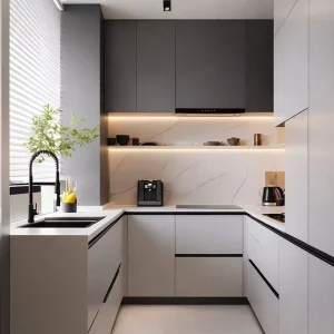 Free Design Modern Complete Stainless Steel Kitchen Cabinet Set with Sink and Acrylic Finish for Apartment Use