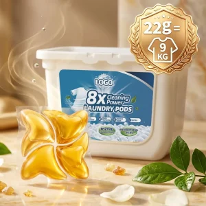 Free Sample 22g High Grade Luxury Perfume Laundry Pods OEM 8X Disposable Eco Friendly Mite Control Softener 72H Scent No Residue