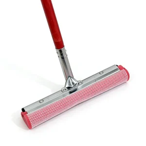 Free Sample Factory Price Wooden Straight Handle Red 180g 200g Window Cleaning Metal Squeegee with Sponge