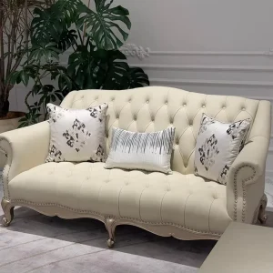 French Fabric Sofa Set with Coffee Table, 1-, 2-, and 3-Seater