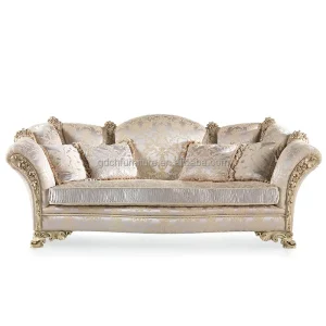 French Luxury Sectional Sofa Set Neoclassical Villa Custom European Solid Wood Handmade Carved Cloth Sofa for Living Room