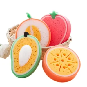 Fruit Scrub Dishwashing Sponge Kitchen Thickened Fruit Shape Dish Cleaning Sponges for Kitchen Water Absorption Scouring Pads