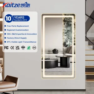 Full-Body Wall-Mounted LED Mirror with Smart Touch Screen