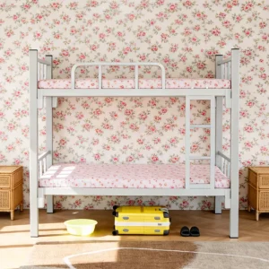 Full-Size Heavy-Duty Iron Bunk Bed for Construction Sites
