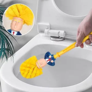 Fun Design Toilet Brush with 360° Cleaning Quick Drain Base and Yellow Bristles Novelty Bathroom Cleaning Tool