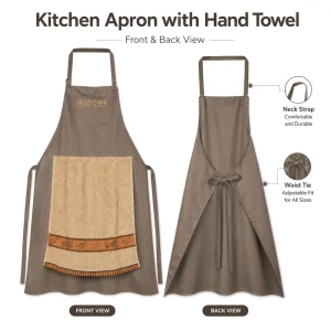 Funny PE Sleeveless Chef Cooking Apron for Men with Attached Towel Oil Resistant Adjustable Neck Strap