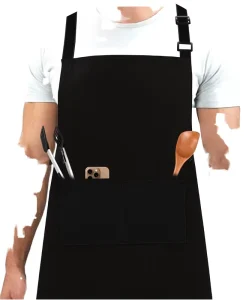 GENSTORES Funny Adjustable Waist Bib Apron for Men Women with Pockets BBQ Baking Apron for Dad Son Grandad Polyester