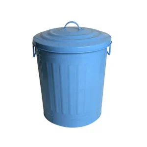 Galvanized Outdoor Waste Bin 12L 64L Round Trash Can With Lid Customized Metal Kitchen Bin