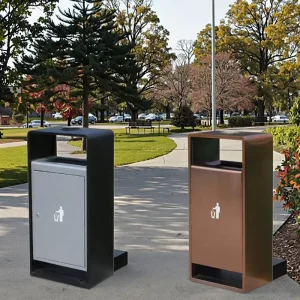 Galvanized Steel Trash Can Ashtray Outdoor Decorative Urban Hotel Waste Bin City Street Metal Recycling Dust Bin