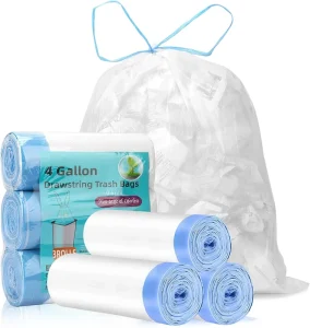 Garbage Bag Trash Bin Liners with Draw Tape for Household