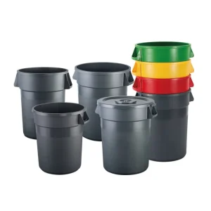 Garbage Bin Waste Can with Lid Dolly 10 20 32 44 55 Gallon Round Rectangular Dustbin