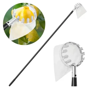Garden Telescopic Fruit Picker Tool with Cloth Bag Adjustable Iron Pole Twist Lock Extension Pole for Picking Apple Pear