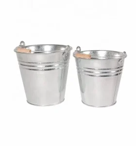 Garden Use Rust Proof and Durable Galvanized Steel Metal Buckets with Reinforced Ribs and Wooden Grip 10 Litres and 13 Litres