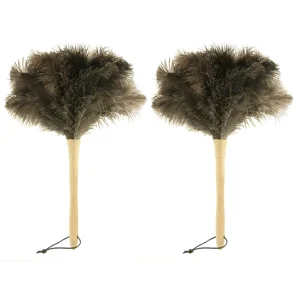 Genuine South Africa Ostrich Feather Duster Solid Wood Handle Hanging Strap Washable Reusable Dust Cleaner
