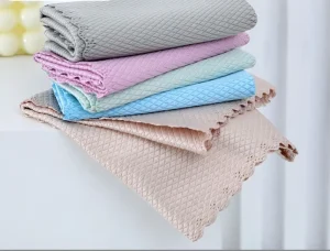Glass Cleaning Wipe Kitchen Cleaning Cloth Anti-Grease Wiping Rags Fish Scale Home Dish Washing Towel Woven Technique