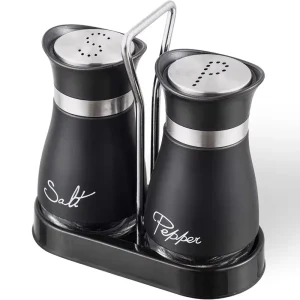 Glass Spice Bottle Salt and Pepper Shaker Set with Adjustable Holes