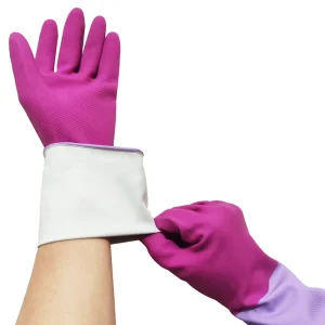 Gloves OEM ODM Diamond Grip Bi Color Flocklined Waterproof Gardening Rubber Gloves Household Cleaning Dishwasher Fish Handling