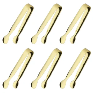 Gold Mini Sugar Serving Tongs 4.3 Inch Stainless Steel Appetizer Tea Coffee Dessert Tongs