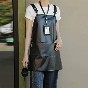Good Quality Lightweight Soft Durable Kitchen Chef Custom Logo Waterproof TPU Apron with Three Pockets