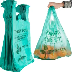 Gravure Printed Thank You HDPE Biodegradable Plastic Shopping Bag with Drawstring and Recycled Materials for Supermarket Use