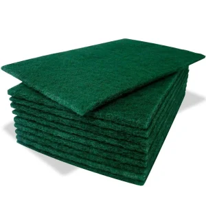 Green Polyester Eco Friendly Kitchen Use Table Cleaning Scouring Pad Non Scratch Scrub Cloth 14x8cm Square High Absorption