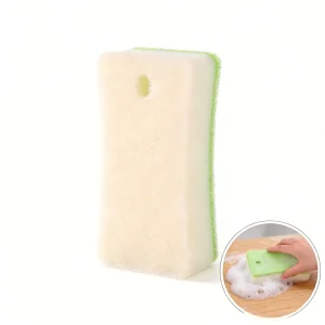 Green White Kitchen Sponge Scrubber With Hanging Hole No Scratch High Foam Dish Sponge for Cookware