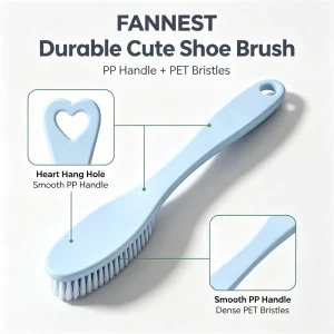Grey Long Handle Shoe Cleaning Brush PP Handle PET Hard Bristles Household Sneaker Boot Stain Dirt Scrub Brush
