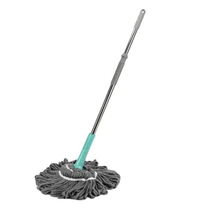 Grey Microfiber Mop With Telescopic Stainless Steel Handle Twist Mop