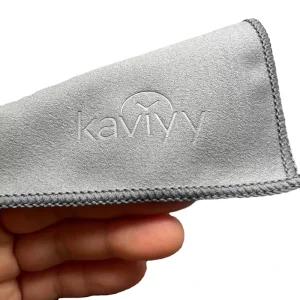 Grey Microfiber Suede Cloth Overlock Edge With Embossed logo for Eyeglass Sunglass Jewelry Cleaning Cloth