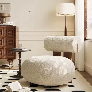 Grey Velvet Accent Chair with Wood Armrests for Living Room or Hotel Lobby