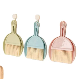 HCD23 Mini Desktop Broom Dustpan Set Sustainable Soft Nylon Bristles Plastic Hand Style for Home Car Bed Hair Keyboard Sweeping