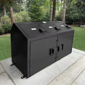 HD Three door Bear resistant 45 gallon Outdoor Dust Bin Galvanized Steel Stainless Steel Big Size Water Resistant Eco Friendly