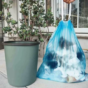 HDPE Household Portable Drawstring Garbage Bag Thickened Design for Kitchen Bathroom Use OK Compost Certified