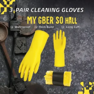 HH4601 3 Pairs Reusable Waterproof Thick Smooth Rubber Cleaning Latex Household Gloves
