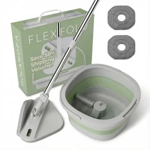 HOLAMOPA Collapsible Spin Mop Bucket Set Save 50% Shipping Volume Triangle Microfiber Floor Mop for Import Wholesalers