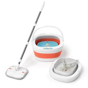 HOLAMOPA Foldable Bucket Flat Mop System with Clean and Dirty Water Separation for Efficient Home Floor Cleaning