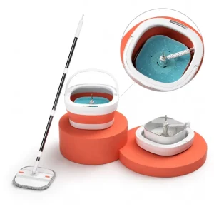 HOLAMOPA Innovative Foldable Mop Bucket Set with Spin Dryer and Flat Mop for Compact Storage and Global Shipping