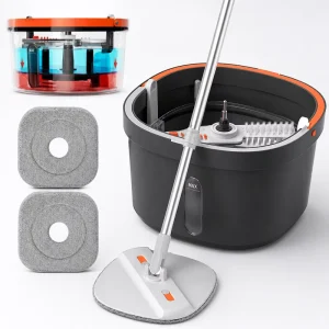 HOLAMOPA Self Cleaning Flat Mop With 360 Rotating Head And Water Separation Bucket For Daily Floor Cleaning