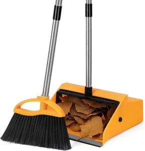 HQ0807 Commercial Broom and Dustpan Set Long Handle Upright Heavy Duty Dust Pan Outdoor