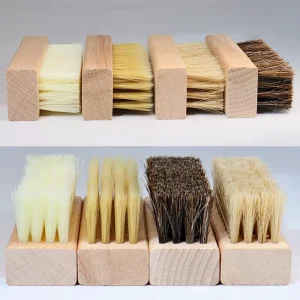 HSM Square Beech Wood Horsehair Soft Bristle Portable Lightweight Handheld Shoe Seat Car Wash Cleaning Brush Plastic