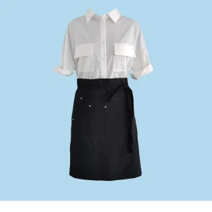 Half Length Sleeveless Apron Custom logo Stain Resistant Reusable Polyester Chef Restaurant Waiter Half Cut Work Uniform