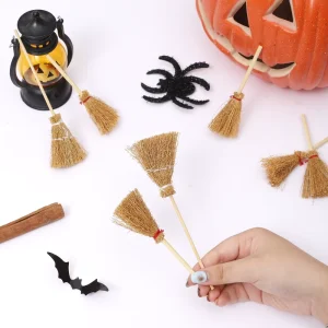 Halloween Broomstick Mini Witch Broomstick Grass Witch Prop Ornament