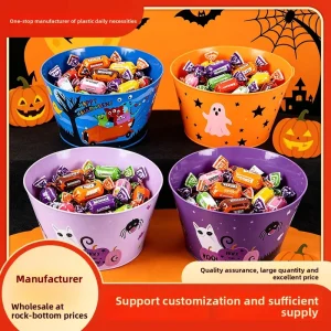 Halloween Plastic Candy Buckets Bowls Party Decorations Venue Setting Props Spooky Holiday Decor