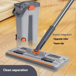 Hand Free Mop and Bucket Set with Wheels Extendable Handle Microfiber Mop Head High Capacity