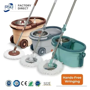 Hand Free Self Cleaning Dual Drive Turbo 360 Rotating Wet Dry Stainless Steel Large Roller Wheels Floor Spin Mop and Bucket